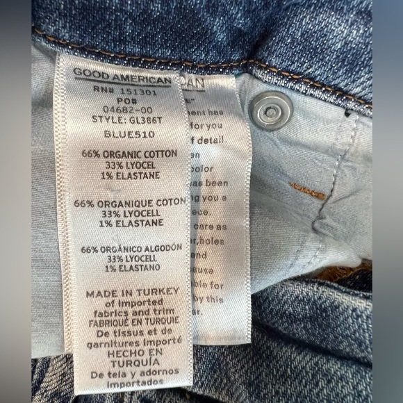 Good American Good Classic Raw Hem High Rise Medium Wash Jeans Size 4 - Picture 7 of 9
